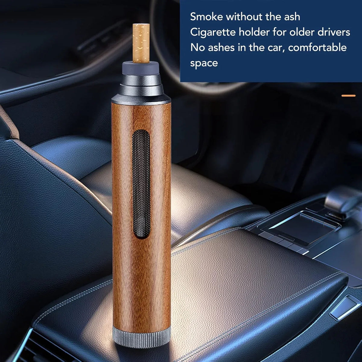 Portable Mini Car Ashtray with Lid β Fireproof Walnut