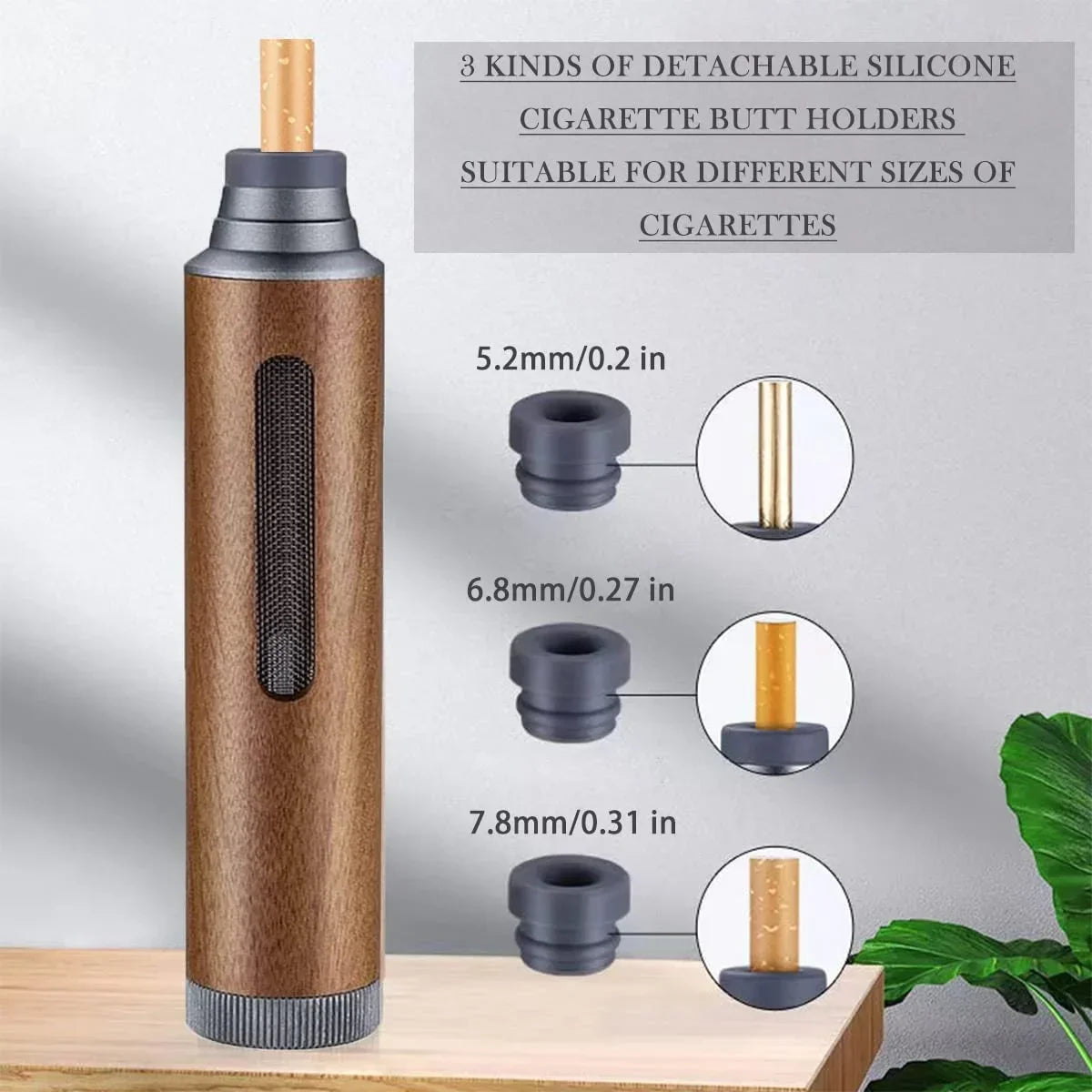 Portable Mini Car Ashtray with Lid β Fireproof Walnut