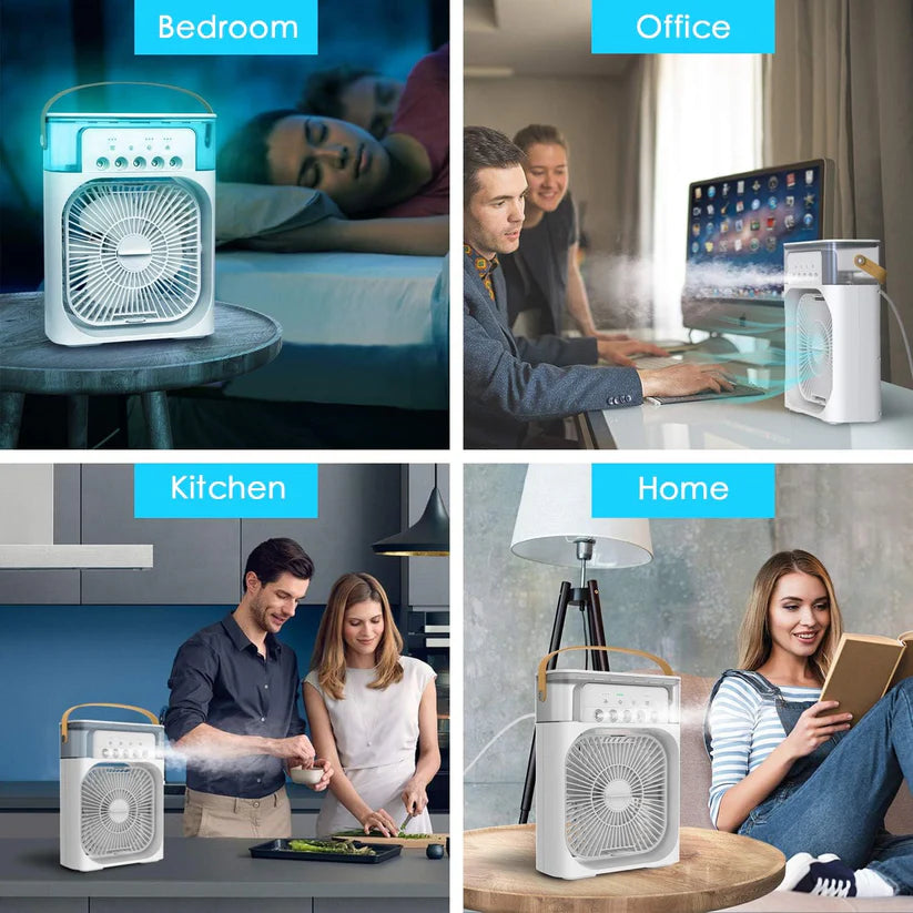 Portable Air Conditioner Fan, Mini Evaporative Air Cooler with 7 Colors LED Lights.