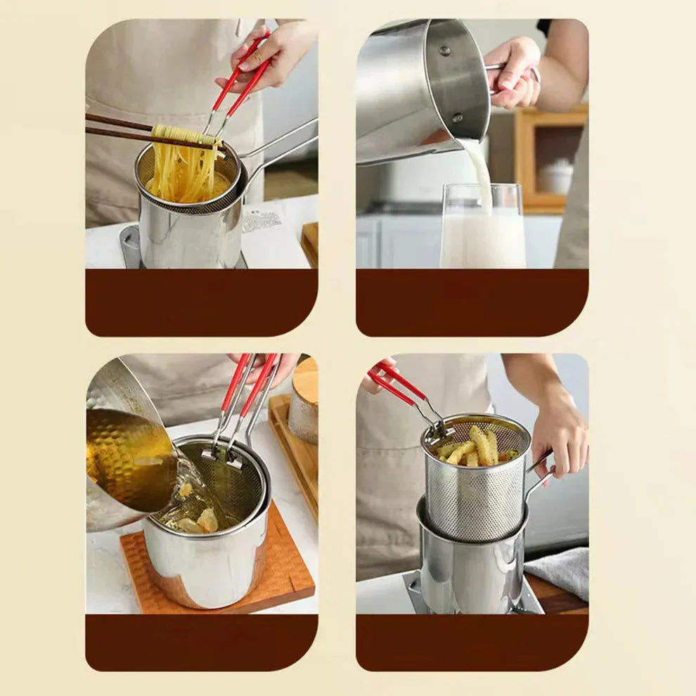 Heavy-Duty Oil Frying Pot with Basket – Crispy, Safe & Easy Cooking