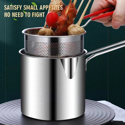 Heavy-Duty Oil Frying Pot with Basket – Crispy, Safe & Easy Cooking