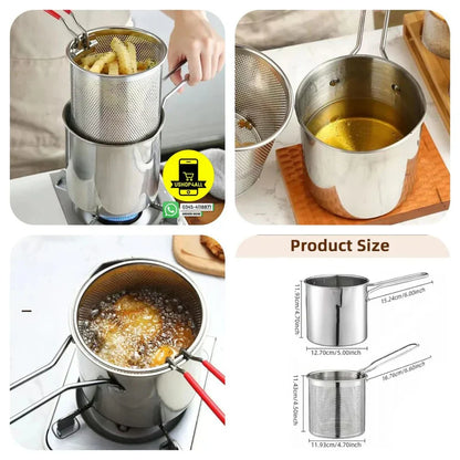 Heavy-Duty Oil Frying Pot with Basket – Crispy, Safe & Easy Cooking
